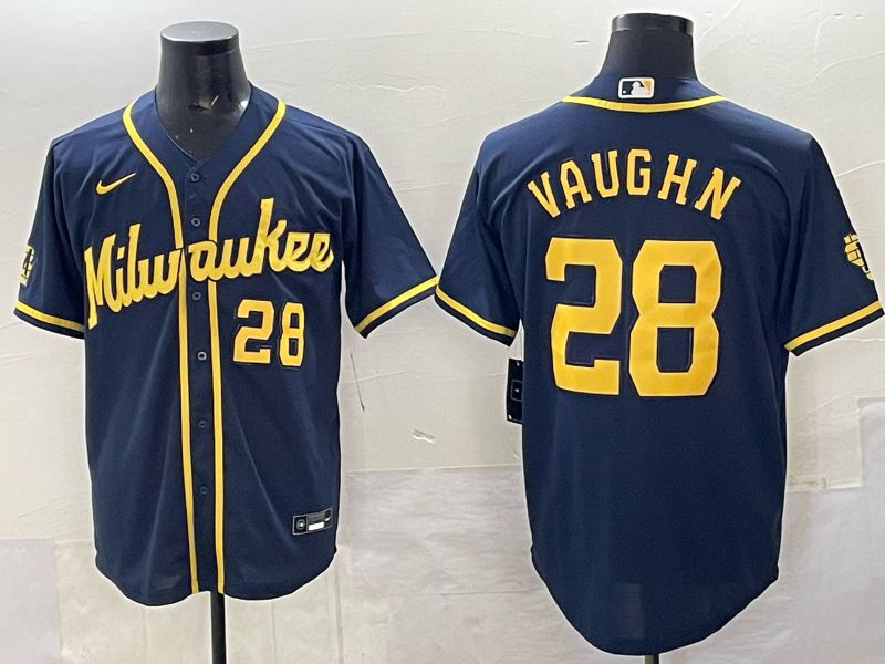 Men Milwaukee Brewers #28 Vaughn Drak Blue Nike MLB 2025 Jersey 06->milwaukee brewers->MLB Jersey